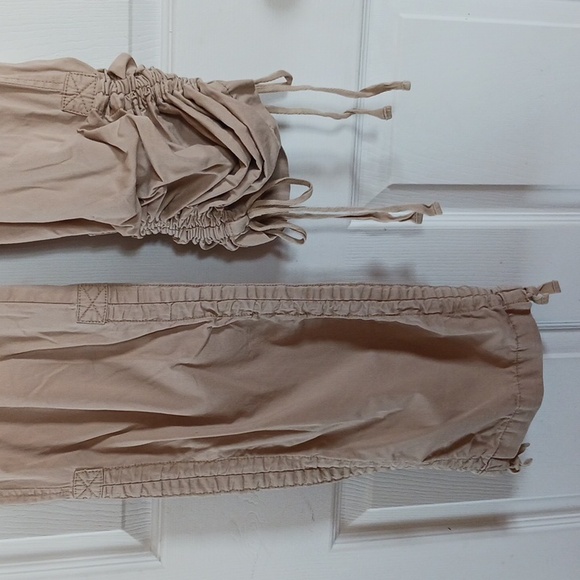 Beige Ruched Cargo Pants - Picture 6 of 7